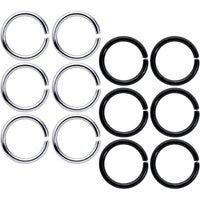 16G 5/16 Steel Black Anodized Seamless Cartilage Ring Set of 12