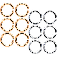 14G 5/16 Steel Rose Gold Tone Seamless Cartilage Ring Set of 12
