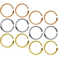 16G 5/16 Steel Mixed Gold Tone Seamless Cartilage Ring Set of 12