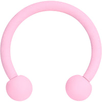 16G 3/8 Perfectly Pink Matte Horseshoe Circular Barbell