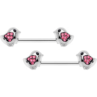 14G 9/16 Pink Gem Easter Chick Nipple Ring Set