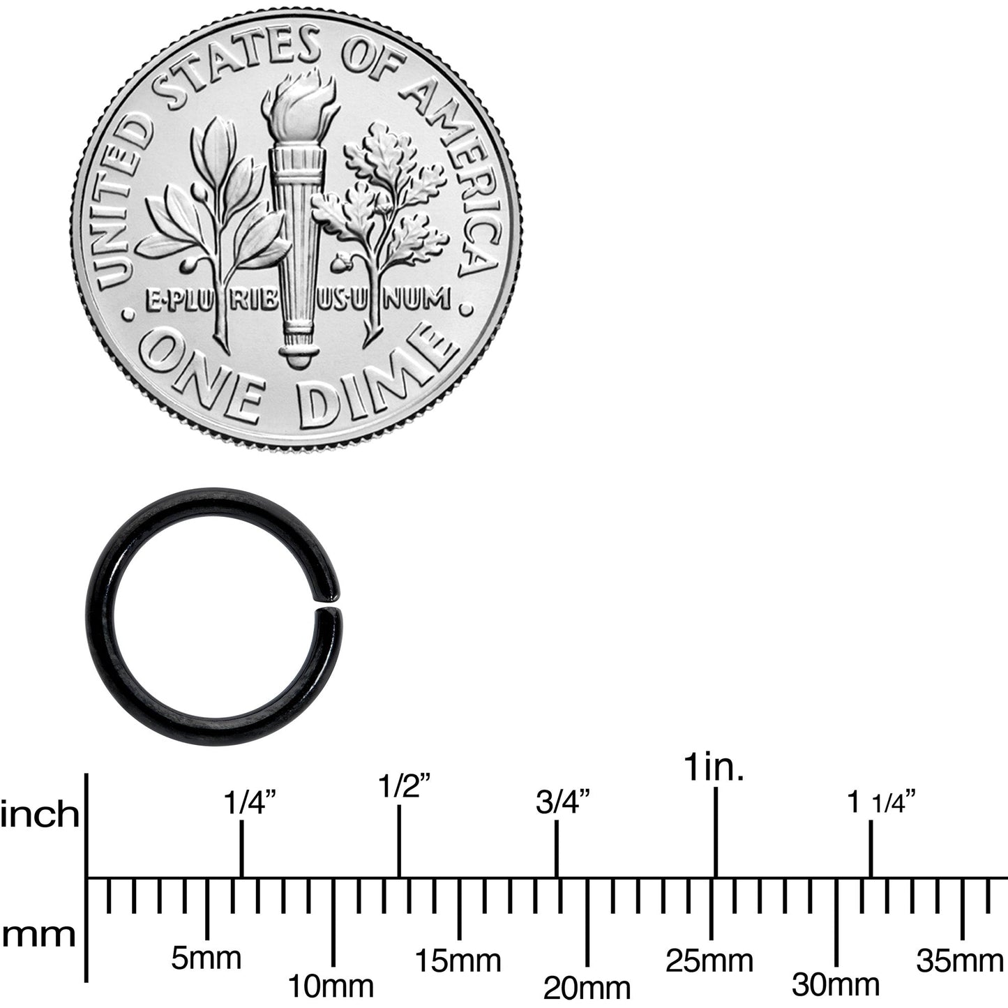 16G 5/16 Black Titanium Anodized Annealed Seamless Circular Ring