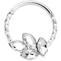 16G 3/8 Clear Gem Oval Quartet Twisted Cartilage Clicker