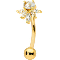 Clear Gem Gold Tone Spray Belly Ring