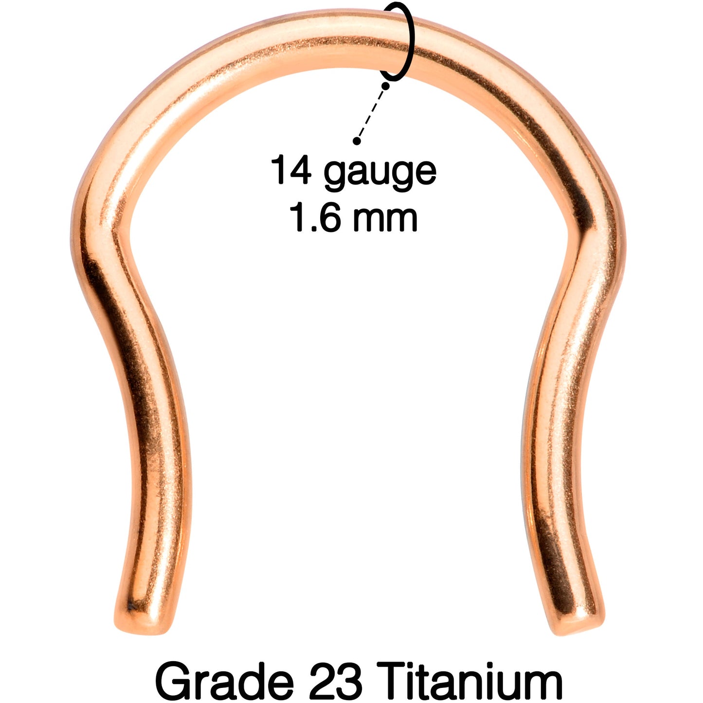 14G 5/8 Rose Gold Tone ASTM F-136 Implant Grade Titanium Septum Retainer