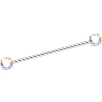 14G Aurora CZ Gem Threadless Industrial Barbell 38mm