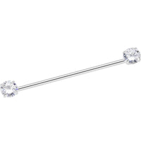 14G Clear CZ Gem Threadless Industrial Barbell 38mm