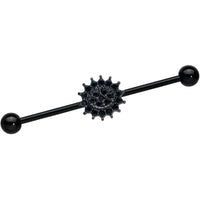 14G Black Gem Black Oval Gothic Sunburst Industrial Barbell 38mm