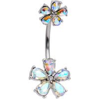 Aurora Gem Fabulous Flowers Double Mount Belly Ring