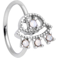 20G 5/16 White Faux Opal UFO Nose Hoop