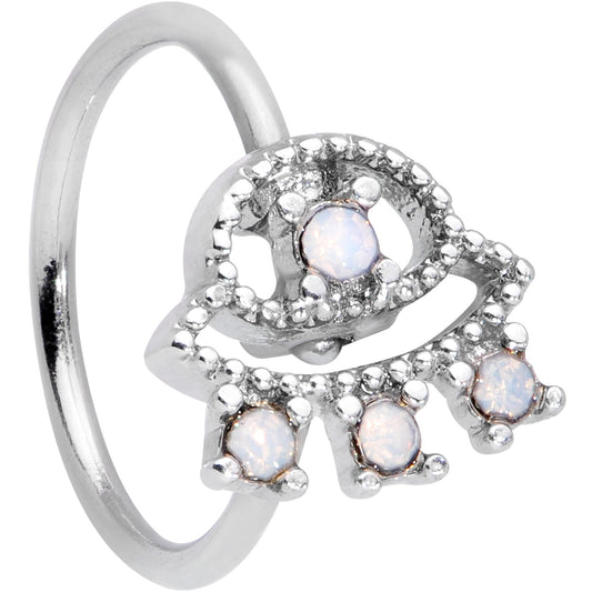 20G 5/16 White Faux Opal UFO Nose Hoop