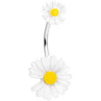 White Double Flower Double Mount Belly Ring