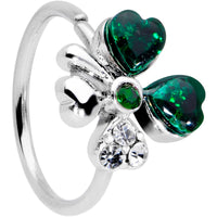 20G 5/16 Clear Green Gem Shamrock St Patricks Day Nose Hoop