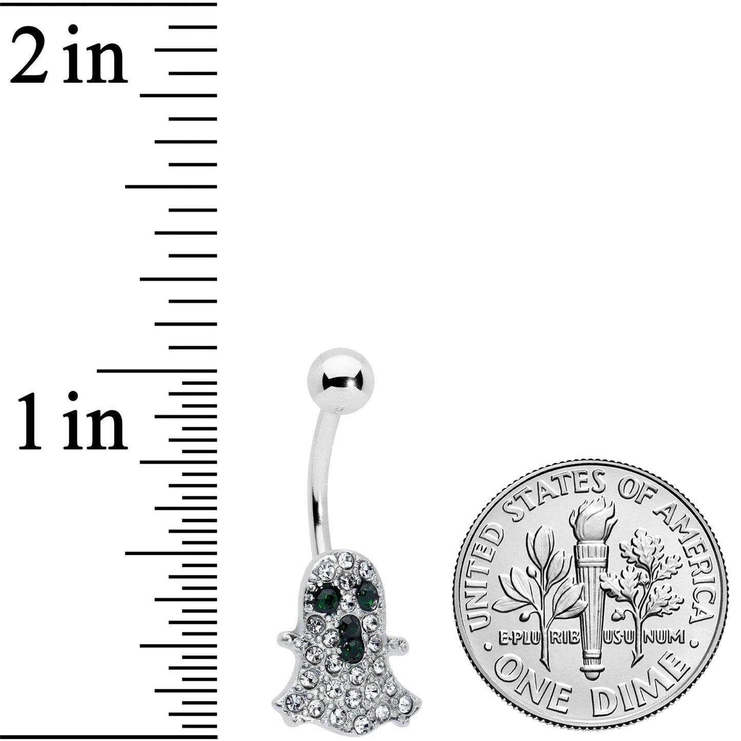 Clear Black Gem Halloween Scary Ghost Belly Ring