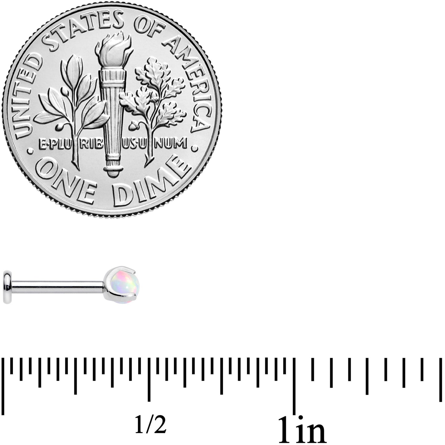 16G 5/16 White Synth Opal ASTM F-136 Implant Grade Titanium Internal Thread Labret