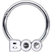 16G 3/8 White Boo Halloween Hinged Segment Ring