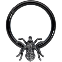 16G 3/8 Black Creepy Insect Halloween Hinged Segment Ring