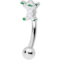 14G 5/16 Green Mummy Halloween Curved Eyebrow Ring