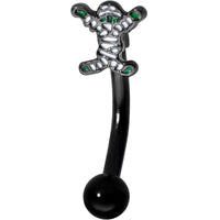 14G 5/16 Black Green Mummy Halloween Curved Eyebrow Ring