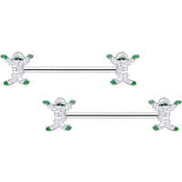 14G 5/8 Green Mummy Halloween Barbell Nipple Ring Set