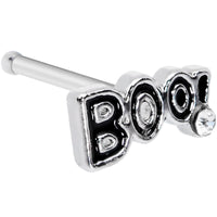 20G 1/4 Clear Gem Black Boo Halloween Nose Bone