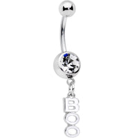 Clear Gem White Boo Halloween Dangle Belly Ring
