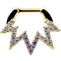 16G 5/16 Clear Purple Gem Gold Tone Lightning Cartilage Clicker