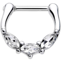 16G 5/16 Clear Gem Oval Trio Cartilage Clicker