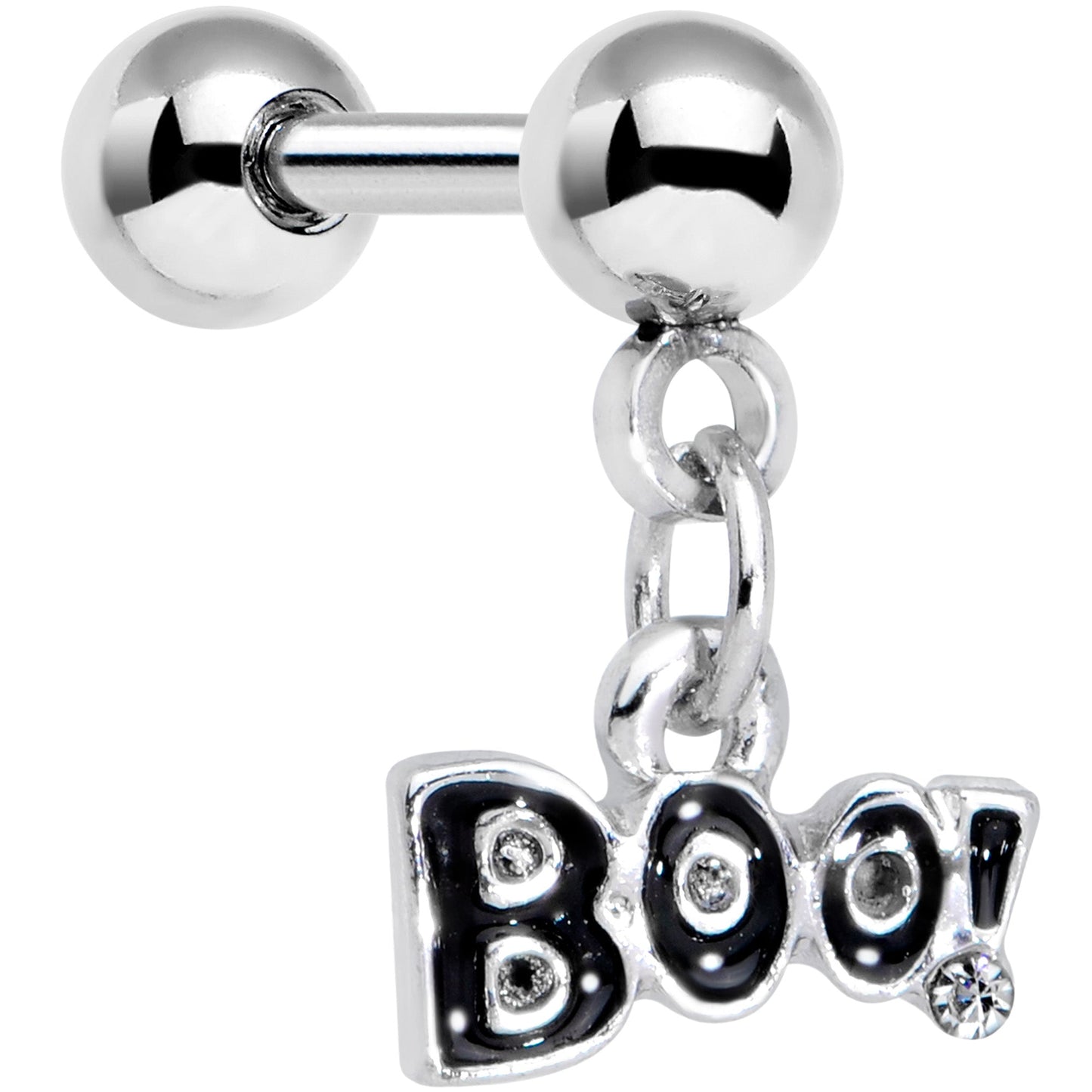 16G 1/4 Clear Gem Boo Halloween Dangle Cartilage Tragus Earring