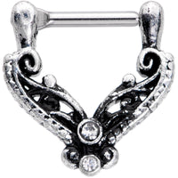 16G 3/8 Clear Gem Scrollwork Cartilage Clicker