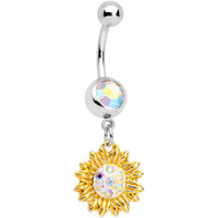 Aurora Gem Scintillating Sunflower Dangle Belly Ring