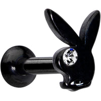 16G 1/4 Licensed Playboy Clear CZ Black Internal Thread Labret