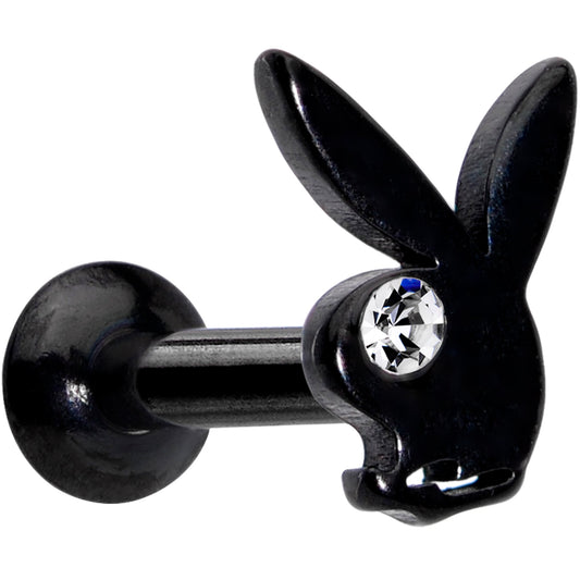 16G 1/4 Licensed Playboy Clear CZ Black Internal Thread Labret