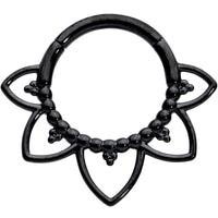 16G 5/16 Black Open Petal Flower Hinged Segment Ring
