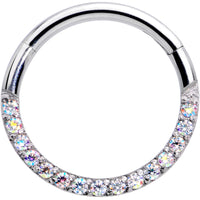 16G 3/8 Aurora Gem Paved Elegance Hinged Segment Ring