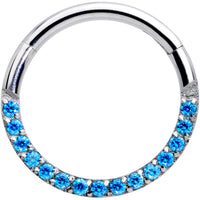 16G 3/8 Aqua Gem Paved Elegance Hinged Segment Ring