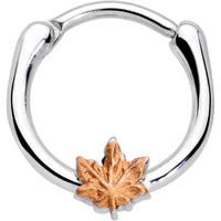 16G 3/8 Rose Gold Tone Fall Autumn Leaf Cartilage Clicker