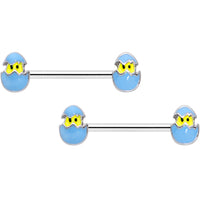 14G 9/16 Blue Easter Egg Chick Barbell Nipple Ring Set