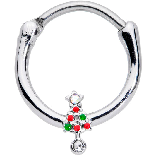 16G 3/8 Clear Red Green Gem  Christmas Tree Cartilage Clicker