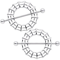 14G 7/8 Sexy Spider Web Halloween Nipple Shield Set