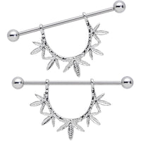 14G 5/8 Garland Pot Leaf Dangle Nipple Shield Set