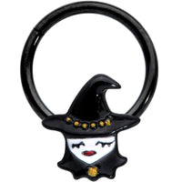 16G 3/8 Black Goth Witch Halloween Hinged Segment Ring