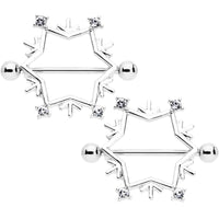 14G 3/4 Clear Gem Snowflake Christmas Nipple Shield Set