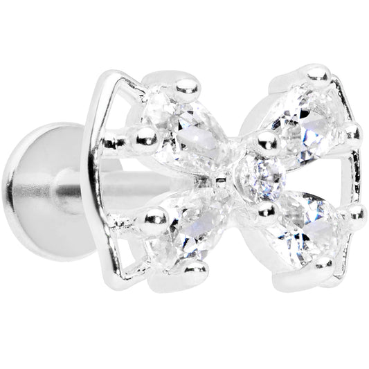16G 5/16 Clear CZ Gem Beauty Bow Labret Monroe Tragus