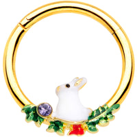 16G 3/8 Purple Gem Gold Tone White Rabbit Hinged Segment Ring