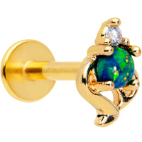 16G 1/4 Blue Synthetic Opal Gold Tone Twist Labret Monroe Tragus