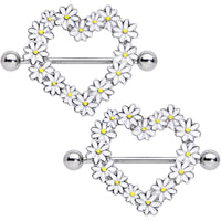 14G 13/16 Daisy Flower Heart Valentines Nipple Shield Set