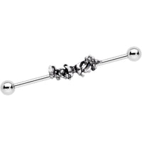 14G Clear Gem Butterfly Array Flower Industrial Barbell 38mm