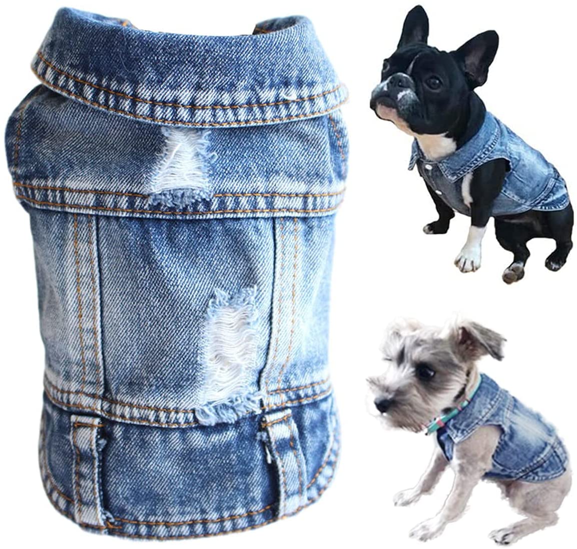 Pet Dog Cat Blue Denim Jeans Jacket Coat Vest - Jaico Online Shop