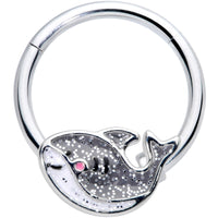 16G 3/8 Sweet Smiling Whale Hinged Segment Ring